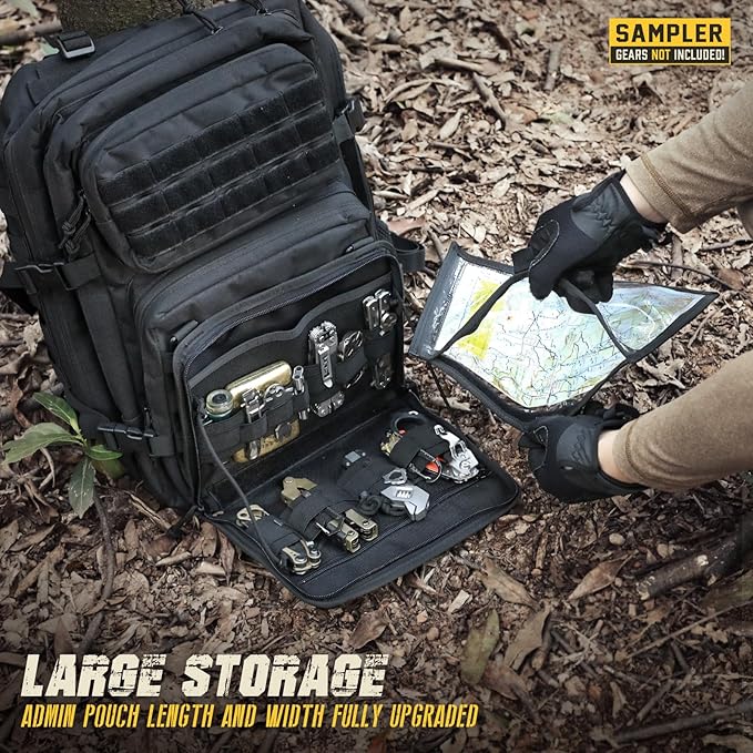 WYNEX Tactical Folding Admin Pouch, Molle Tool Bag of Laser-Cut Design, Utility Organizer EDC Medical Bag Modular Pouches Tactical Attachment Waist Pouch Include U.S Patch