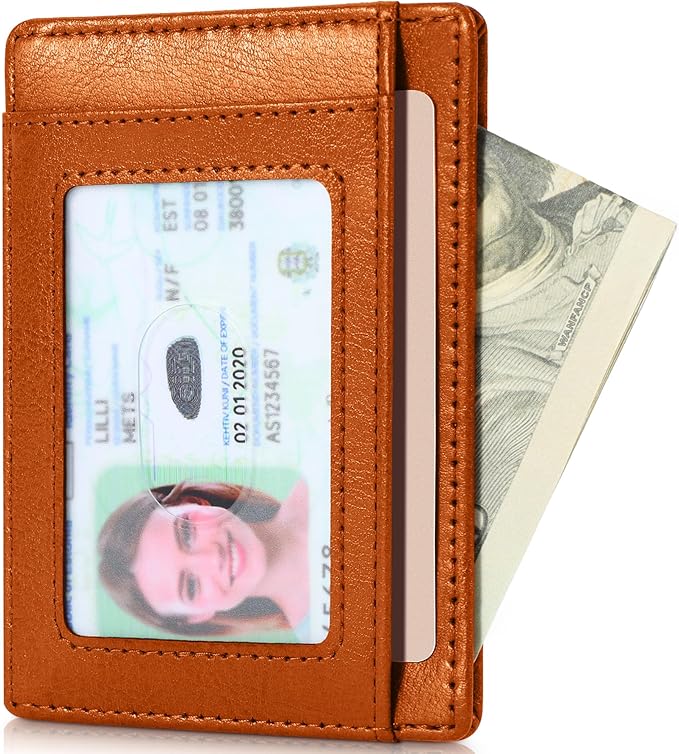 Travelambo Slim Wallet Front Pocket Minimalist Leather RFID Blocking Medium Size