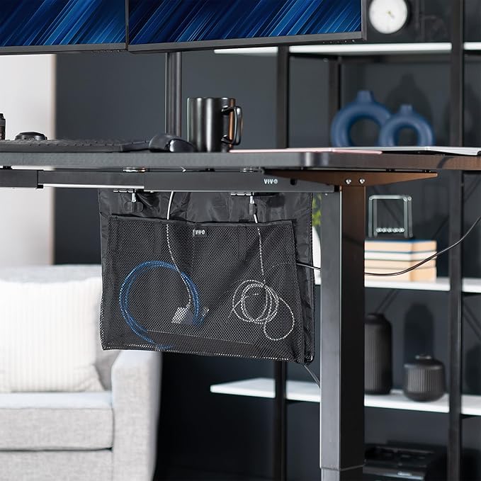 VIVO 24 Inch Clamp-on Privacy and Cable Management Organizer Sleeve, Wire Hider Kit Panel System, Desk Skirt, Black, DESK-SKIRT-24P