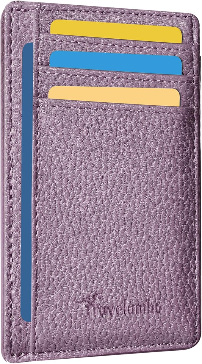Travelambo Front Pocket Minimalist Leather Slim Wallet RFID Blocking Medium Size