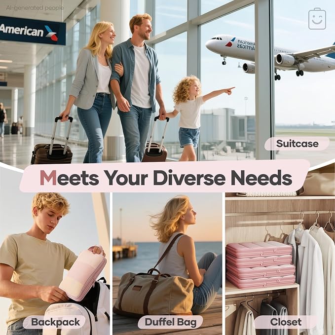 Veken 9/11 Set Compression Packing Cubes for Travel Essentials,Compressible Expandable Large Luggage Suitcase Organizer Bags for Clothing,Durable Space Saver Storage Bags with Toiletry Bags(Pink)