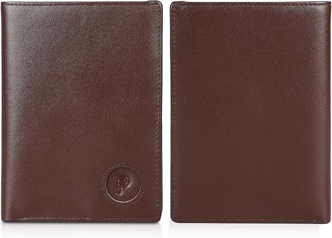 Polare Luxury RFID Blocking Leather Passport Holder Travel Wallet For Men and Women (Coffee with AirTag Slot)