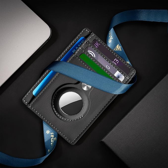 Hawanik Slim Minimalist Front Pocket Air Tag Wallet, RFID Blocking Card Holder Wallet with Airtag Holder
