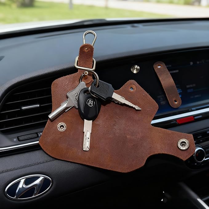 Handmade Leather Key Chain Holder, Leather key case for key storage Car Key Holder Home Door Key Bag