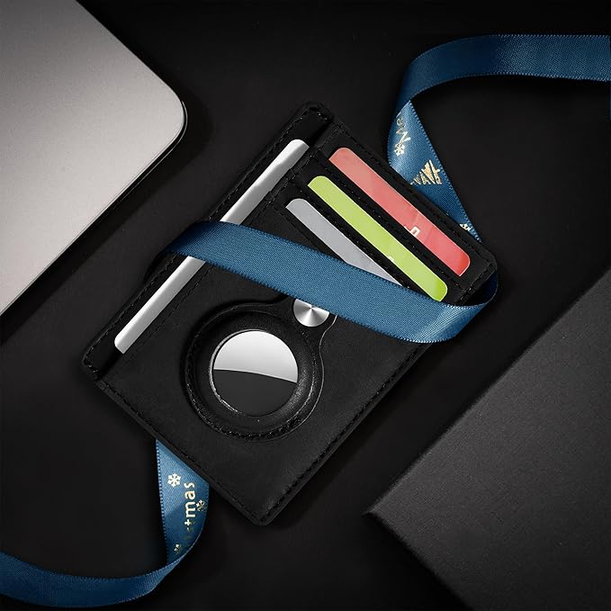 Hawanik Slim Minimalist Front Pocket Air Tag Wallet, RFID Blocking Card Holder Wallet with Airtag Holder