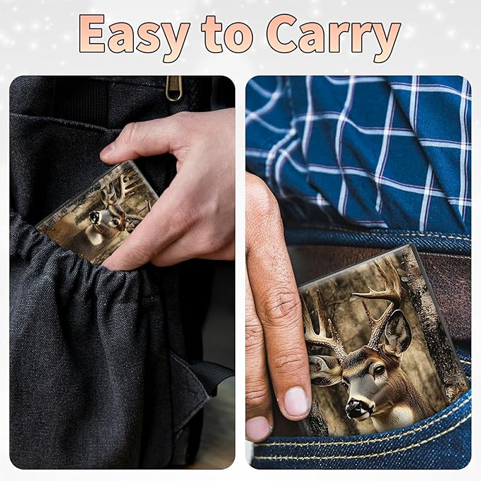 Slim Credit Card Holder, Camo Deer Tree RFID Blocking Metal Wallet for Men & Women, Aluminum Minimalist Hard Case Pocket-Sized Business Cards Organizer (Fits Up to 10 Cards)
