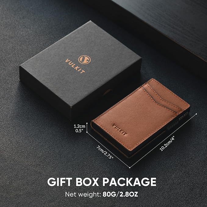 VULKIT Men's Slim Wallets Pop Up Card Holder RFID Blocking Metal Wallet Minimalist Design Holds Up to 11 Cards