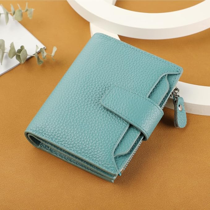 Lavemi Small Compact Women Wallet RFID Blocking Genuine Leather Bifold Purse with ID Windows