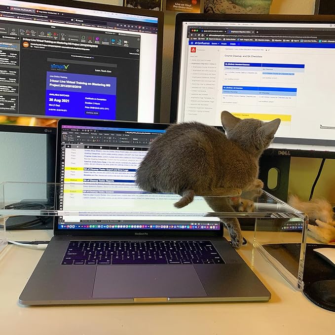 Acrylic Monitor Stand Riser Anti-Cat Laptop Cover Protector, Crystal Clear Laptop Stand, 16 inch Computer Monitor Riser for Home Office