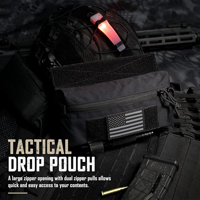 WYNEX Tactical Dump Drop Pouch, Dangler Pouch Utility Tool Pack Sub Abdominal Carrying Bag EDC Pocket Organizer Accessories for Plate Carrier Chest Rig