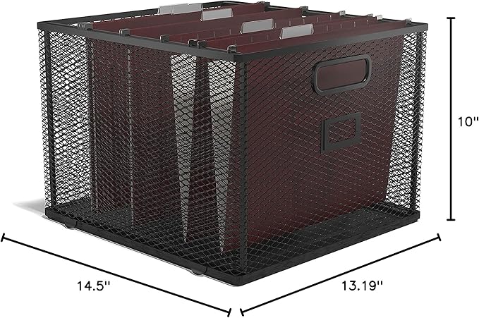 TRU RED Wire Mesh File Organizer, Matte Black – Vertical Desktop Sorter for Files, Folders & Mail