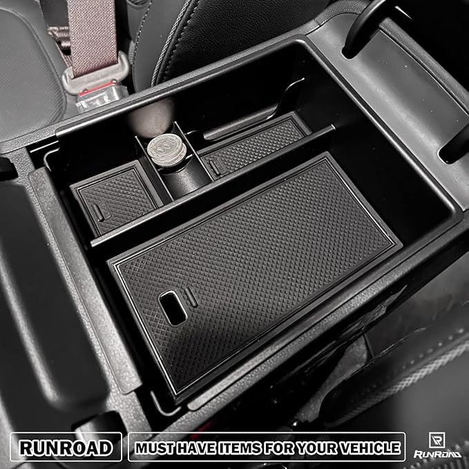 RUNROAD Center Console Organizer Tray Compatible with Hyundai Tucson Limited Hybrid 2022-2024 and Santa Cruz 2022-2024 Accessories with Automatic Transmission (SEL Only for 2022-24 Hybrid SEL), Black