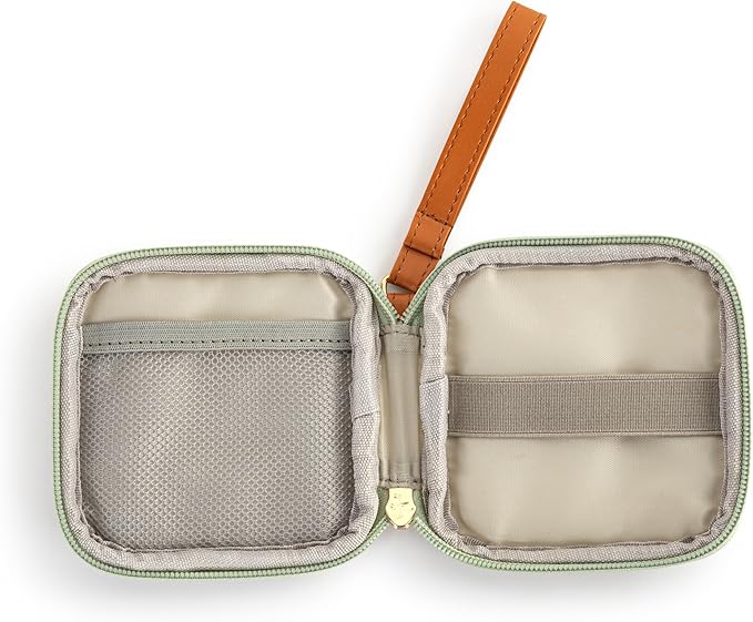 DEMDACO Electronic Accessories Tech Pouch Carry Case Travel Organizer for Cables Chargers and Headphones 4 x 4 Inch Sage Green