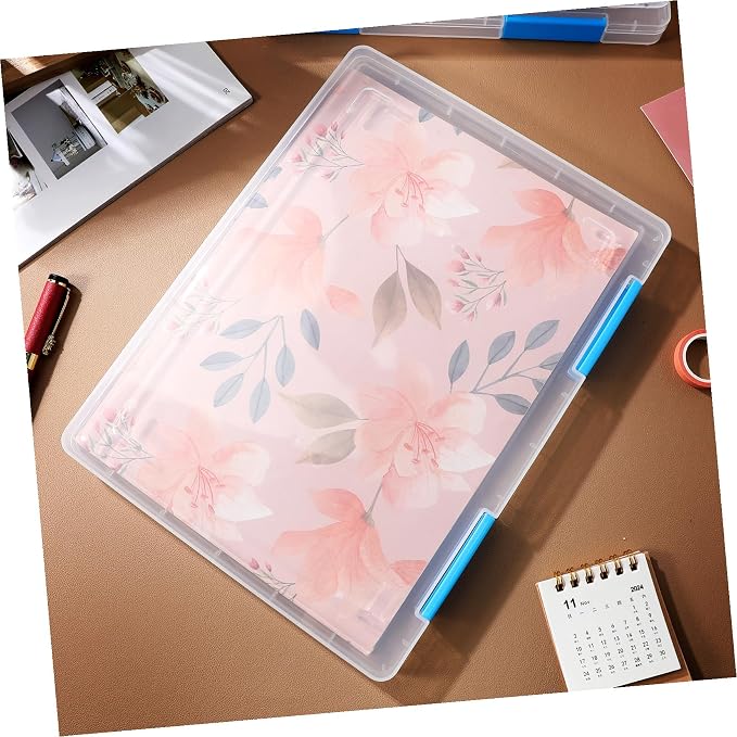 4pcs Transparent File Storage Boxes with Lids Clear Desktop Organizer for Office and Student Paper Document Storage Stackable Plastic Letter Case for Scrapbooking and Desk Supplies