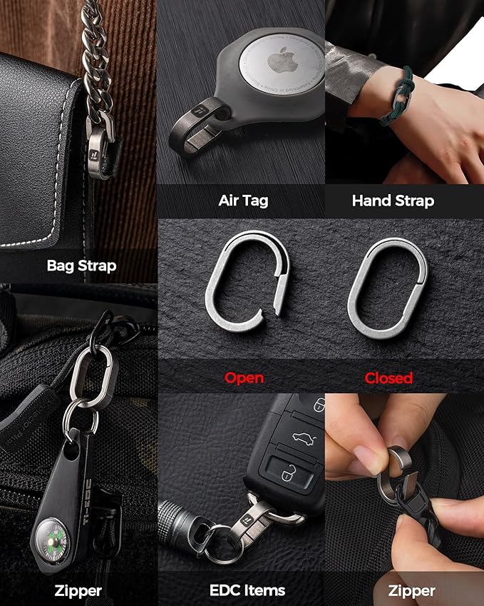 FEGVE Key Ring, Titanium Side Pushing Key Rings Keychain Rings Small Split Keyrings for Men
