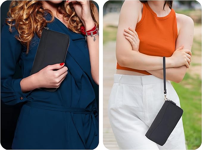 Black Leather Wallet for Women - RFID Womens Wallet Clutch with 8 Credit Card Holder, Coin Pocket, Gift for Women’s