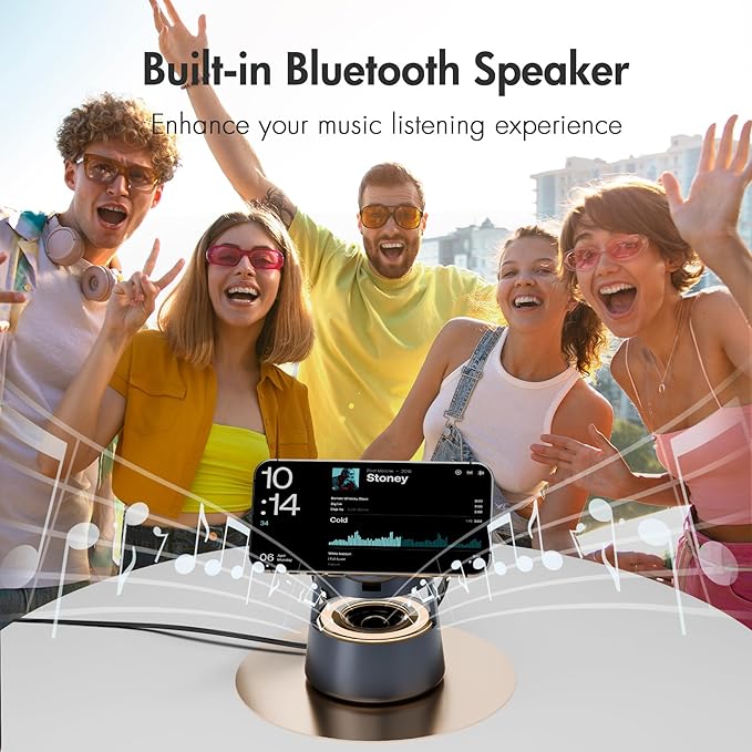 5 in 1 Magnetic Wireless Charger Bluetooth Speakers and Night Light for Apple Mag Safe iPhone 17 16e 16 15 14 13 12 Pro Max iWatch and AirPods Fast Charging Station Gift Ideal for Men Teenage Boys