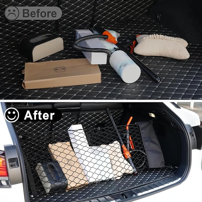 Amiss Envelope Style Truck Bed Cargo Net with Side Organizer, Fits for 2017-2025 Honda Ridgeline Accessories, Portable Storage and Highly Elastic Organizer with Hook, Car Exterior Accessories.