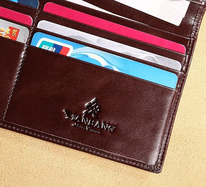 Genuine Italian Leather Handbag Organizer Card Case Long Bifold Wallet