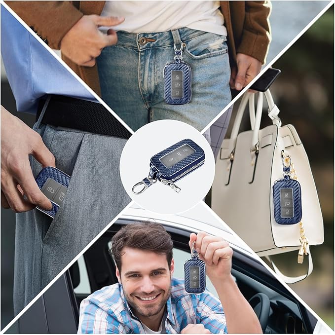 vvag Premium Car Key Fob Case Genuine Leather Car Smart Key fob Holder Car Remote Keychain Bag Universal