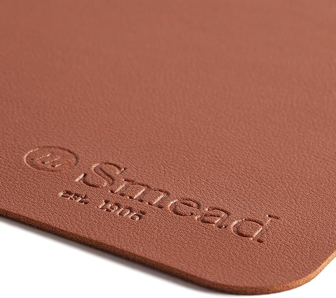 Smead Desk Pad, Vegan Leather Desk Mat with Non-Slip Faux Suede Backing, Perfect Desk Organizer for Office Decor, 36” x 17” Large, Saddle (64827)