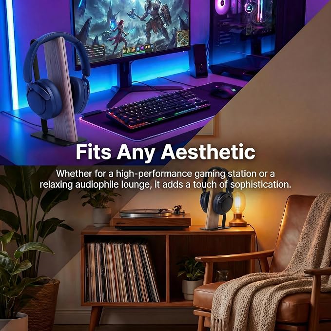 Headphone Stand for Desk, Weighted Base Headset Holder for AirPods Max Sony Bose Beats Sennheiser, Stable Gaming & Studio Earphone Rack, Light