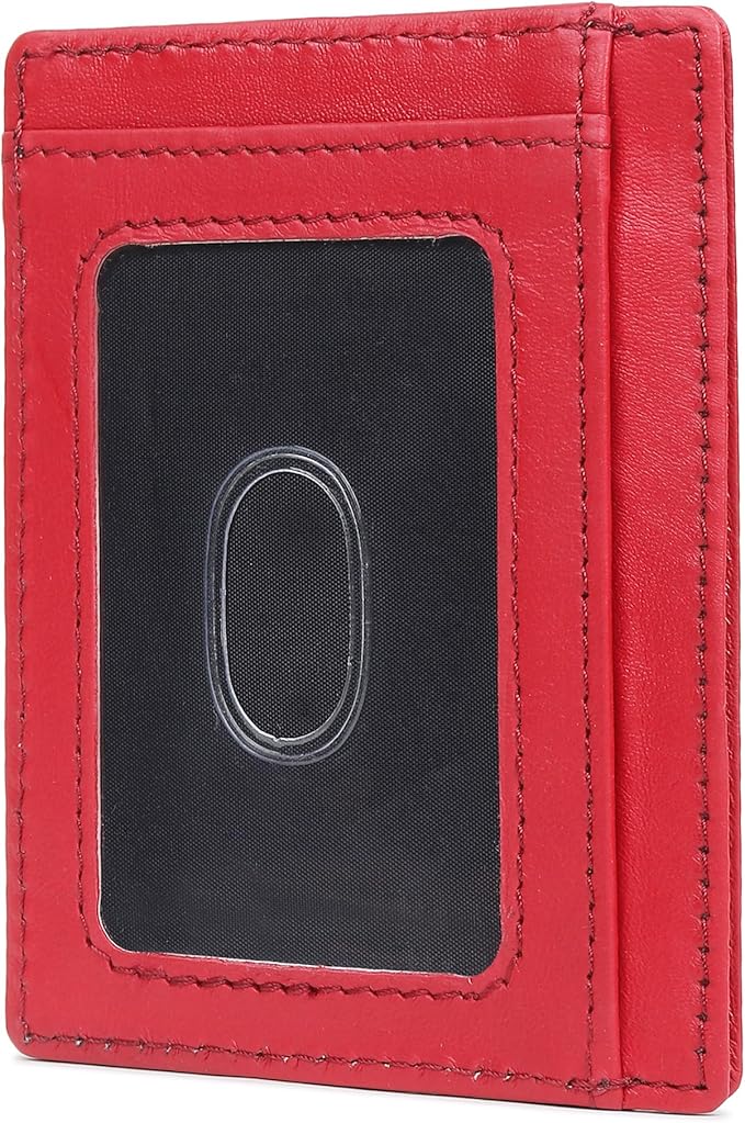 Ultra Slim Leather Wallet Just 0.12 Thick, 6 Card Slots, RFID Blocking, Soft, Durable, Minimalist Genuine Leather, Credit Card Holder for Men & Women Great Gift