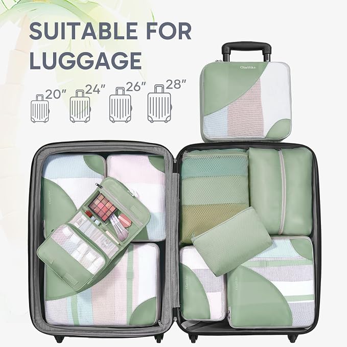 OlarHike 10 Set Packing Cubes for Travel, Gifts for Women Mom,Anti-Tearing Suitcase Organizer with Over-1000 pack Mesh Holes, Vacation Essentials & Accessories for Cruise Ship