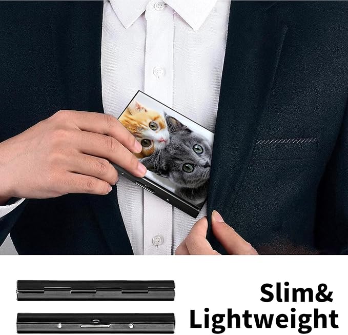 Metal Wallet, Credit Card Holder for Women Men Girls, RFID Blocking Aluminum Wallet Slim Hard Case, Mini Travel Wallet, ID Card Holder Business Card Case,Cute Cats