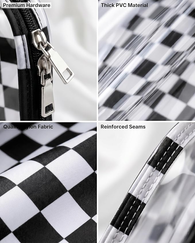 LETGO Checkered Diaper Bag Organizer Pouch Set,TSA Approved Toiletry Bag,Clear Waterproof TPU Makeup Bag Set Travel Organizer Bags for Women and Kids Toiletry Bag Set for Baby and Mom Essentials