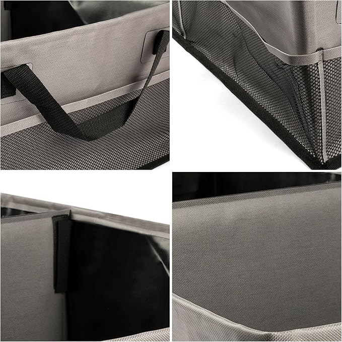 HiMagics Collapsible Waterproof Car Trunk Organizer, Soft PVC Storage Bin with Rugged PVC-Coated Fabric for SUV & Truck (Stone Gray, PLUS)