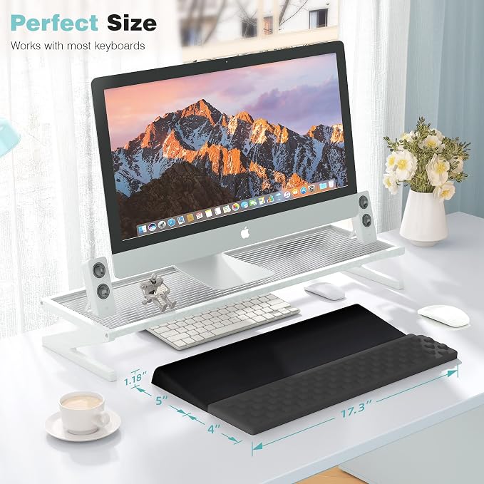 Ospelelf Keyboard Wrist Rest, Ergonomic Memory Foam Wrist Support for Typing & Gaming, Tilted Keyboard Pad, Aesthetic Desk Accessories for Office, Relief for Carpal Tunnel & Wrist Pain, Black Gray