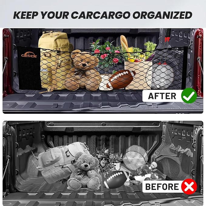 Truck Bed Cargo Net for Chevy Colorado & GMC Canyon 2023-2026, Envelope Style Pickup Truck Bed Net for Chevrolet Colorado Accessories, Upgraded Trunk Cargo Net Storage Bag with Metal Carabiners