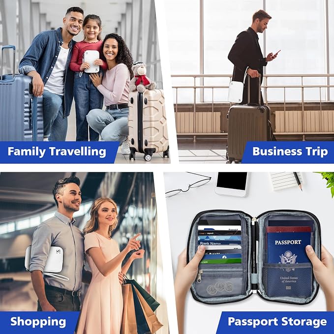 Passport Holder for Travel Women Men RFID Blocking Passport Wallet Waterproof Lightweight Document Organizer Pouch Bag Zipper Portable Case for Cards, ID, Money (White, 6.9"x4.5")