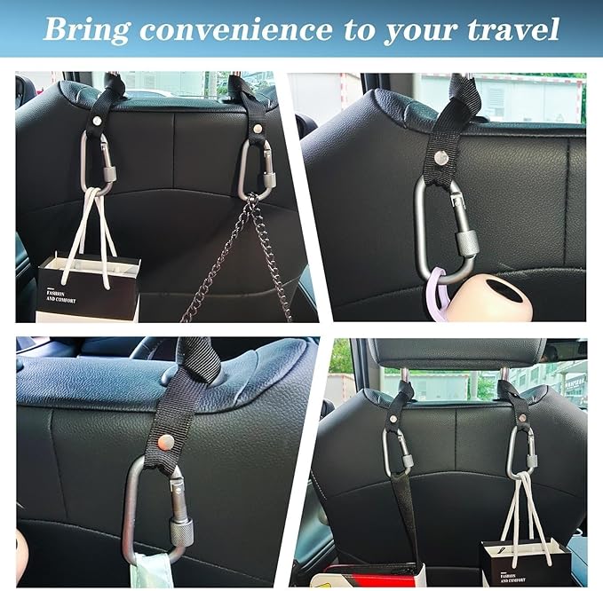 Headrest Hooks for Car - Backseat Hanger Hook for your Purse, Bags, Umbrellas, Clothes, Water Bottle, Keys Interior Car Seat Organizer, Multi-Purpose Hanging Organizers/Storage Hooks