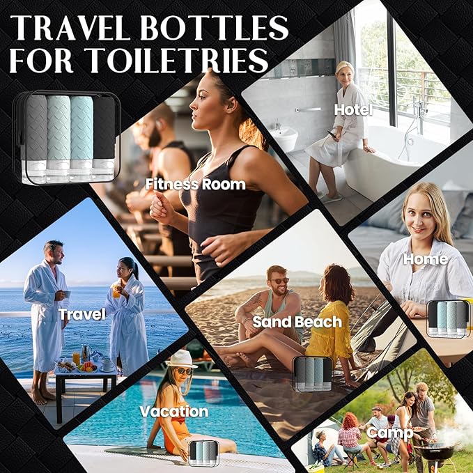Silevoler Travel Bottles for Toiletries, TSA Approved Silicone Travel Size Containers for Toiletries, BPA Free Leak Proof Refillable Essentials Accessories, Shampoo and Conditioner Bottles (Gray)