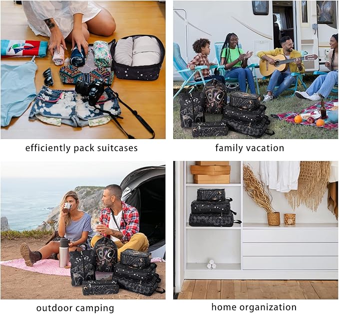 6 Pcs Compression Packing Cubes for Travel, Waterproof Luggage Organizer Washable Storage Bags Set - Packaging Cubes for Backpack Travel and Carry-Ons
