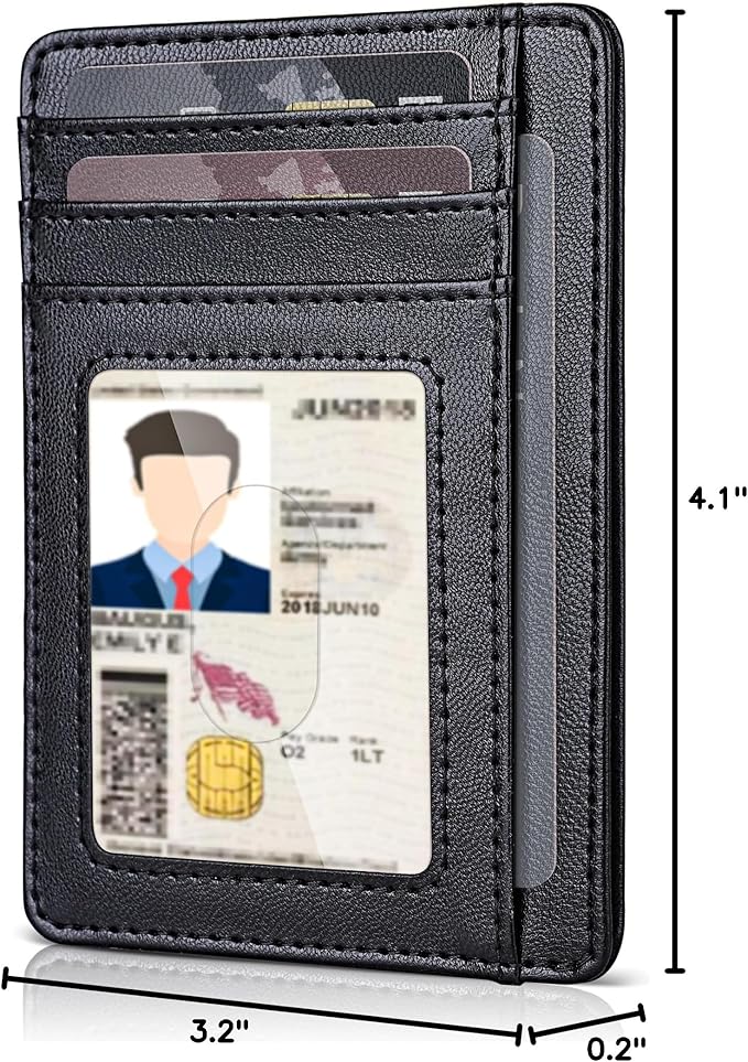 Teskyer Slim Wallet for Men, Minimalist Front Pocket RFID Blocking Leather Wallet Credit Card Holder for Men & Women