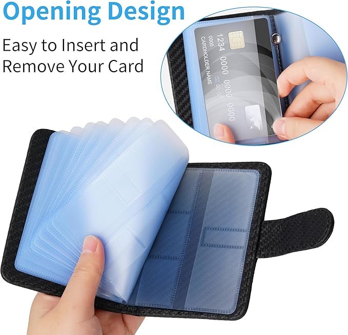 Wisdompro Credit Card Holder, Slim Leather RFID Blocking Wallet Debit Card Protector Organizer Case (20 Card & 7 Memory Card Slots)-Vertical Microfiber Black