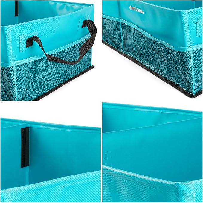 HiMagics Collapsible Waterproof Car Trunk Organizer, Soft PVC Storage Bin with Rugged PVC-Coated Fabric for SUV & Truck (Aqua Blue, REG)