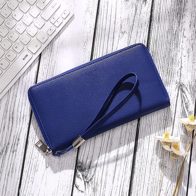 GOIACII Womens Wallet RFID Blocking Leather Zip Around Wallet Large Capacity Long Purse Credit Card Clutch Wristlet | RFID Blocking, Zip Around, Large Capacity, Long, Credit Card, Clutch