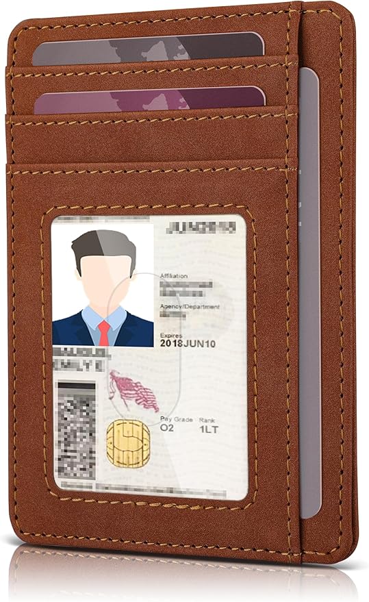 Teskyer Slim Wallet for Men, Minimalist Front Pocket RFID Blocking Leather Wallet Credit Card Holder for Men & Women