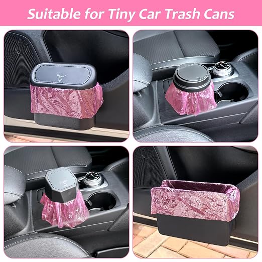 Accmor Mini Car Trash Can Bags for Auto Trash Bin, 120 Count Small Garbage Organizer Bags Tear-Resistant, Liner Refills (Vehicle Trash Can is not Included), Pink