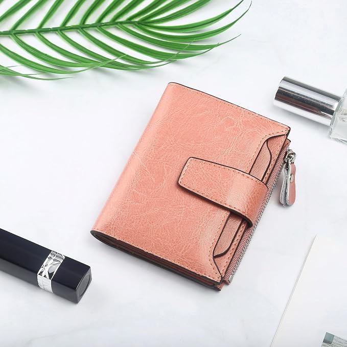 Lavemi Small Compact Women Wallet RFID Blocking Genuine Leather Bifold Purse with ID Windows