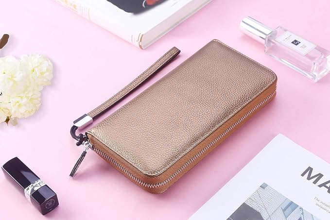 Lavemi Small Compact Women Wallet RFID Blocking Genuine Leather Bifold Purse with ID Windows