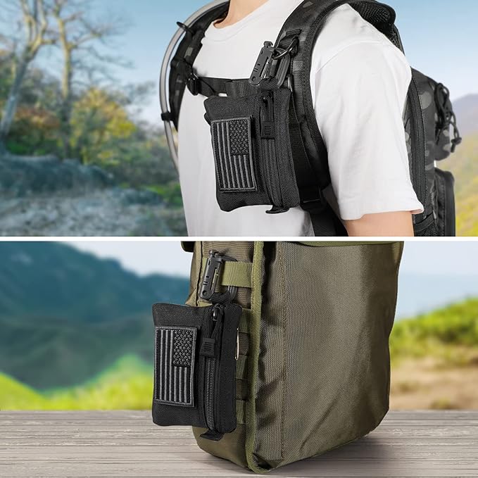 FRTKK 2 Pack Tactical Compact EDC Pouches Military Molle Utility Pouch Accessories Organizer Pouch Coin Purse Keychain Pocket Credit Card Holder Waist Pack