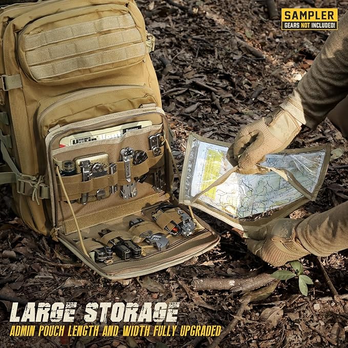 WYNEX Tactical Folding Admin Pouch, Molle Tool Bag of Laser-Cut Design, Utility Organizer EDC Medical Bag Modular Pouches Tactical Attachment Waist Pouch Include U.S Patch