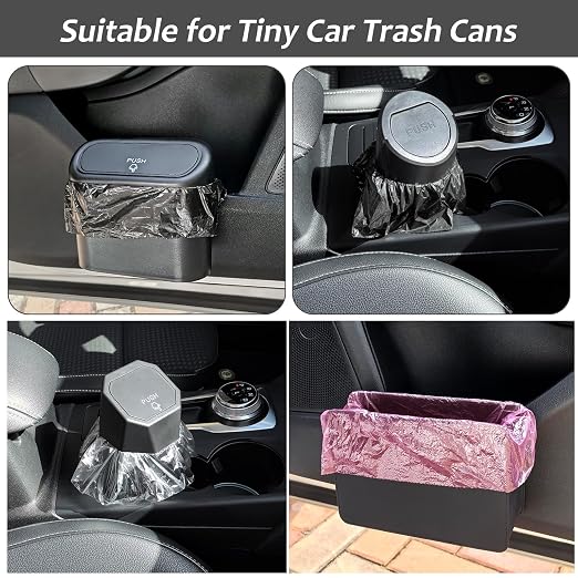 Accmor Mini Car Trash Can Bags for Auto Trash Bin, 120 Count Small Garbage Bags Organizer Tear-Resistant, Liner Refills (Vehicle Trash Can is not Included) - 4 Color Black, White, Pink, Blue