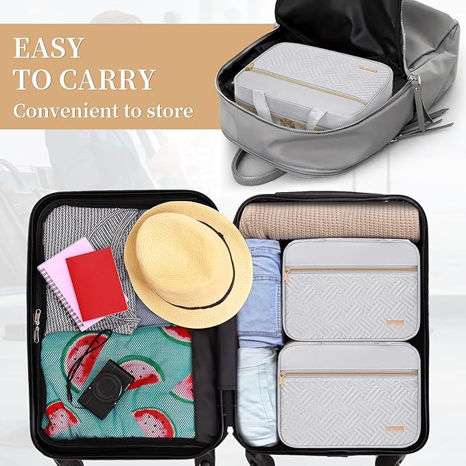 Travel Toiletry Bag for Women & Men Water Resistant Makeup Bag with Hanging Hook Portable Travel Organizer for Travel Accessories, Travel-Sized Shampoo, Toiletries (Large-White)