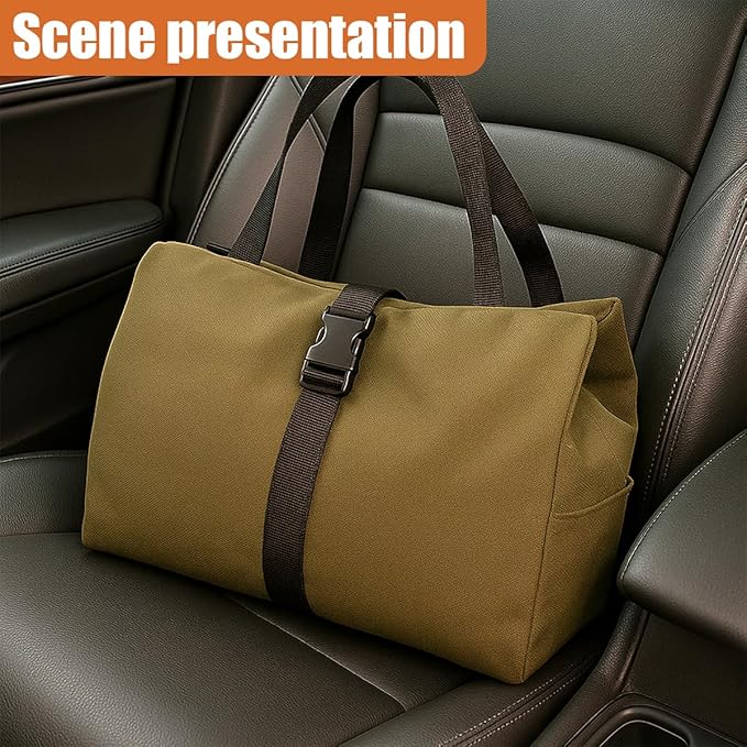 YoRise Car Seat Organizer, Oxford Cloth Roll Up Tool Bag With 5 Zipper Pockets, Hanging Back Seat Car Organizer, Portable Waterproof Vehicle Storage Accessories for Cars, Trucks, SUVs (Khaki)